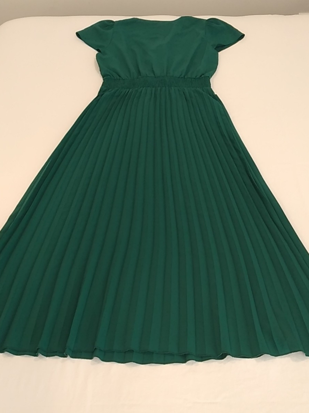 Hunter, Pine Green Pleated Maxi V-neck Dress Size L - Picture 4 of 5